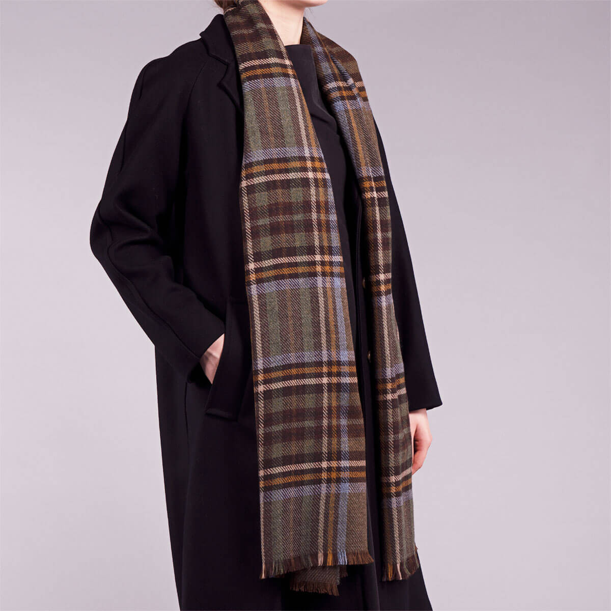 Brock Stewart Olive Luxury Fine Wool Stole Gallery Image 6