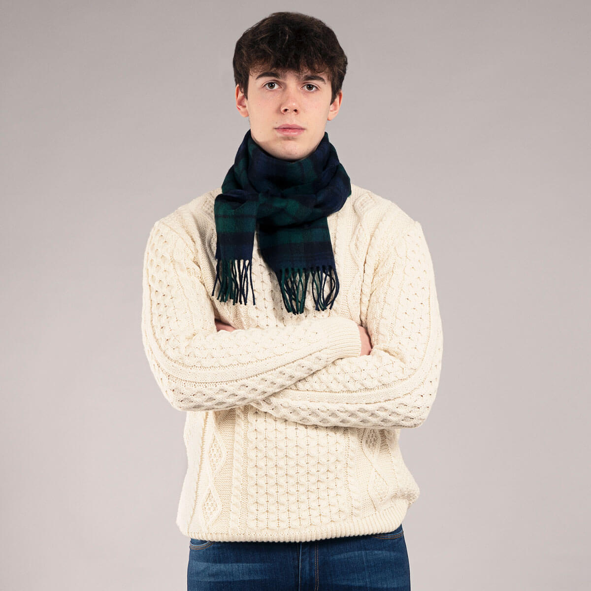 Bowhill Black Watch Modern Tartan Lambswool Scarf Gallery Image 1