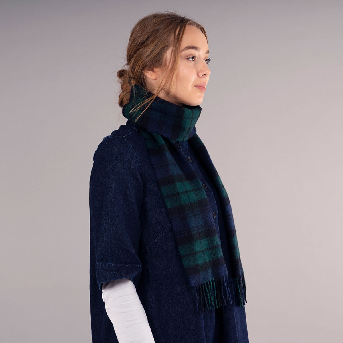 Bowhill Black Watch Modern Tartan Lambswool Scarf Gallery Image 4
