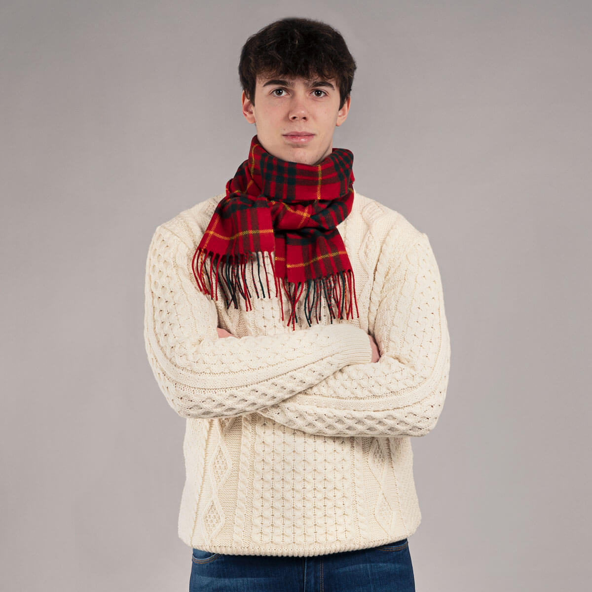 Bowhill Cameron Clan Modern Tartan Lambswool Scarf Gallery Image 3