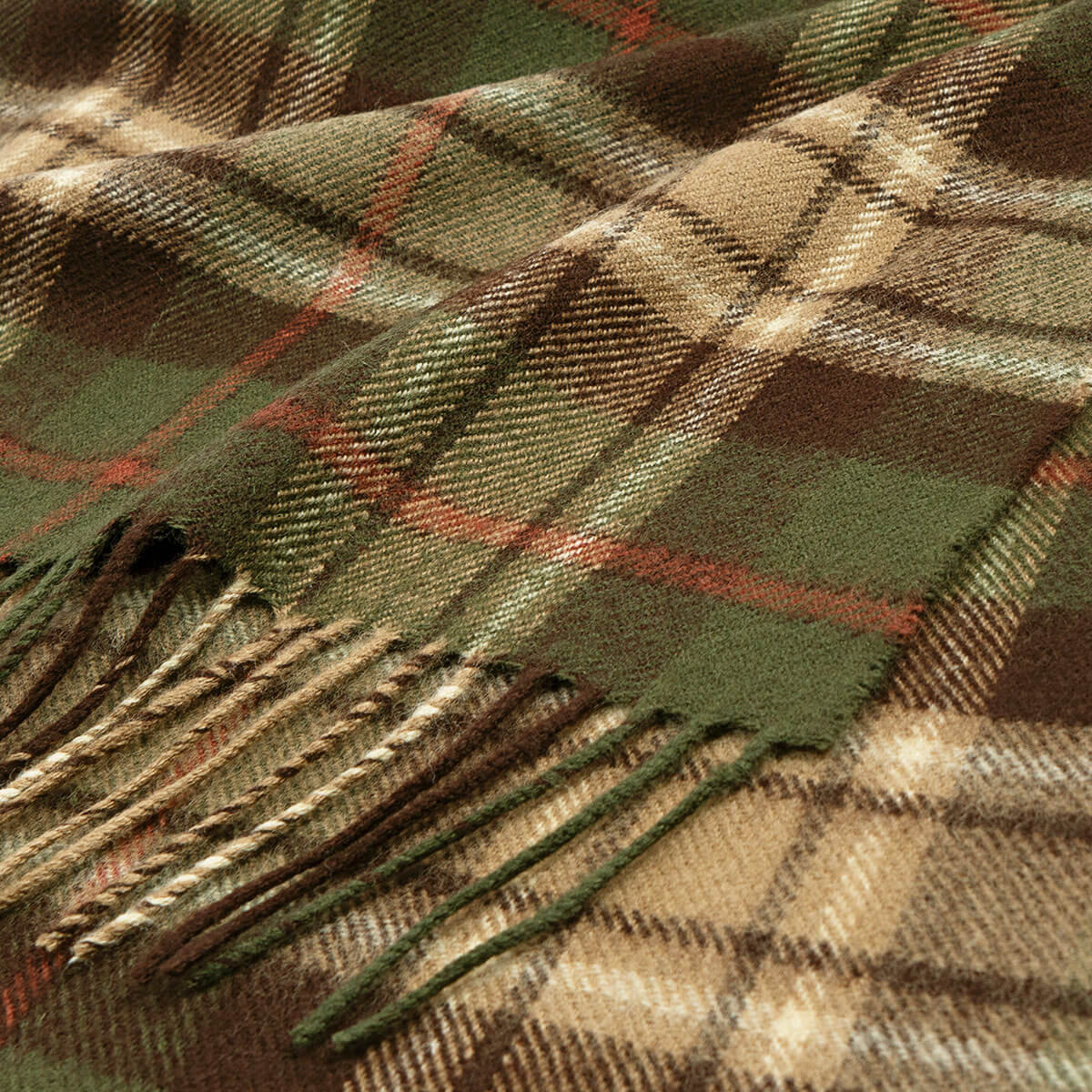 Darwin MacRae Hunting Olive Tartan Oversized Lambswool Scarf Gallery Image 2
