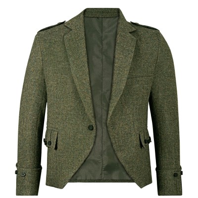Beaters Green Shetland Tweed Argyll Kilt Jacket - Front