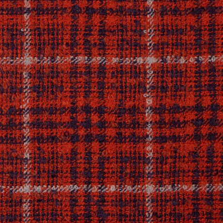 Rust Glen Check Wool Mohair Loop Tweed Fabric