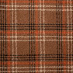 Rust Plaid Soft Wool Recycled Blend Tweed Fabric Sample