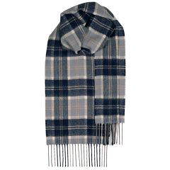 Bowhill Bannockbane Grey Lambswool Tartan Scarf