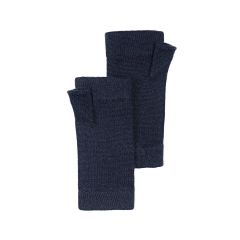 Womens Dark Navy Cashmere Wrist Warmers Fingerless Gloves
