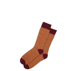 Mens Burgundy Houndstooth Merino Blend Socks