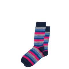 Mens Navy Stripe Merino Blend Socks