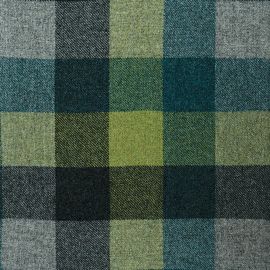 Green / Blue / Grey Block Check Extra Fine Lambswool and Cashmere Fabric Sample