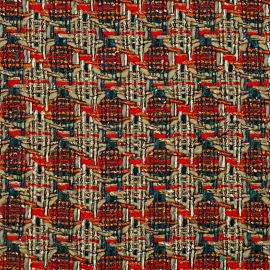 Blue / Red Texture Check Wool Tweed Fabric