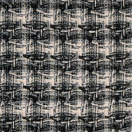 Black / Ecru / Silver Sparkle Tweed Fabric Sample