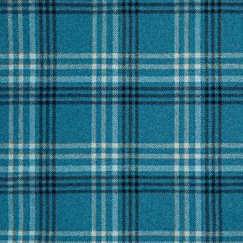 Blue Plaid Soft Wool Recycled Blend Tweed Fabric