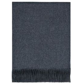 Border Charcoal Lambswool Blanket