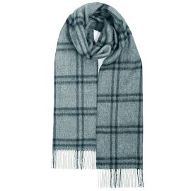 Darwin Grey Plaid Oversized Lambswool Scarf