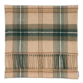 Borders Saskatchewan Weathered Canadian Tartan Lambswool Large Fringed Cushion Cover