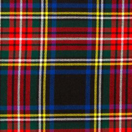 Stewart Black Modern Heavy Weight Tartan Fabric-Front