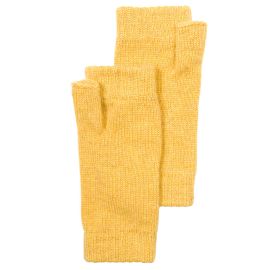 Womens Maize Yellow Cashmere Wrist Warmers Fingerless Gloves
