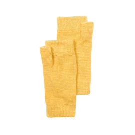 Womens Maize Yellow Cashmere Wrist Warmers Fingerless Gloves