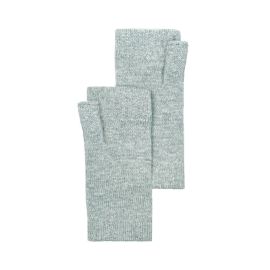 Womens Luxury Silver Cashmere Wrist Warmers Fingerless Gloves
