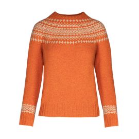 Women's Heather Jaffa Fair Isle Knitted Wool Crew Neck Jumper