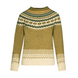 Women's Holly Asparagus Fair Isle Knitted Wool Crew Neck Jumper