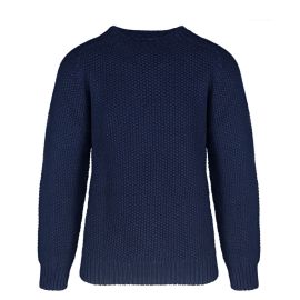Men's Brodie Nero Navy Chunky Knitted Wool Crew Neck Jumper