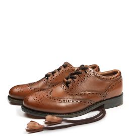 Deluxe Brown Leather Plain Ghillie Brogue Shoes