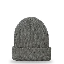 Charcoal Merino Wool Ribbed Beanie Hat