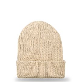 Oatmeal Merino Wool Ribbed Beanie Hat