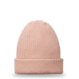 Tea Rose Merino Wool Ribbed Beanie Hat