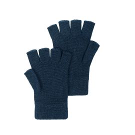 Womens Luxury Dark Navy Cashmere Fingerless Gloves