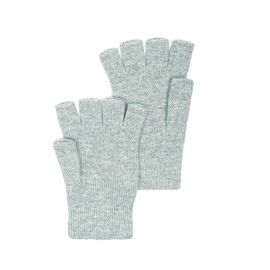 Womens Luxury Silver Cashmere Fingerless Gloves