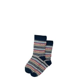 Womens Navy Fair Isle Merino Blend Socks