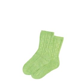 Womens Luxury Chamomile Cable Cashmere Socks