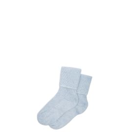 Womens Luxury Ribbed Pale Blue Cashmere Socks