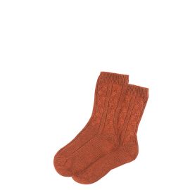 Womens Luxury Rust Cable Cashmere Socks