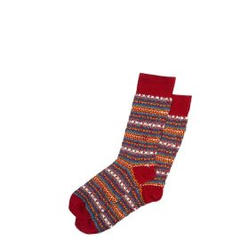 Men's Walnut Fair Isle Merino Blend Socks - Medium