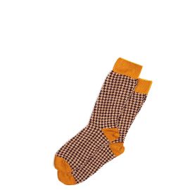 Mens Ochre Houndstooth Merino Blend Socks