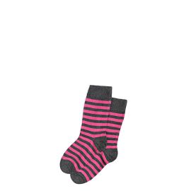 Womens Dark Grey Stripe Merino Blend Socks