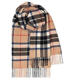 Thomson Camel Modern Tartan Lambswool Stole - Front