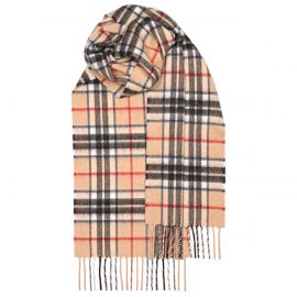 Beau Thomson Camel Modern Tartan Luxury Cashmere Scarf