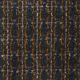Olive / Gold / Multi Texture Check Wool Tweed Fabric