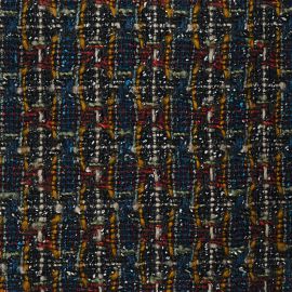 Multi Rep Blue Check Wool Tweed Fabric