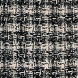 Black / Ecru / Silver Sparkle Tweed Fabric Sample
