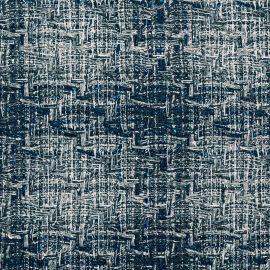 Navy and Silver Sparkle Tweed Fabric