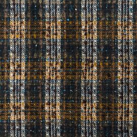 Navy / Gold Check Wool Blend Mohair Loop Tweed Fabric