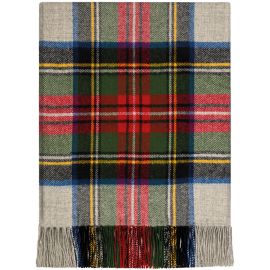 Border Stewart Silver Dress Tartan Lambswool Blanket