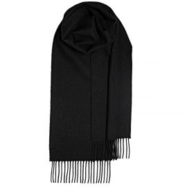 Black Plain Coloured Lambswool Scarf