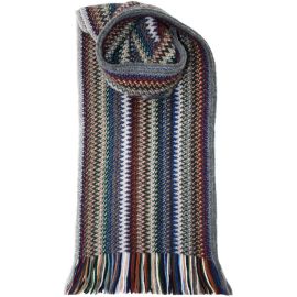 Cappuccino Zig Zag Wool/Angora Knitted Scarf - Front