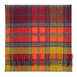 Borders Buchanan Berry Tartan Lambswool Large Fringed Cushion Cover